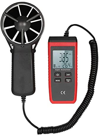 Digital Anemometer,Handheld Wind Speed Meter Gauge Measures Wind Speed Wind Flow Wind Temperature Air Velocity Flow Volume Meter with Backlight Max/Min