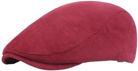 Béret de golf en coton doux pour homme, casquette plate lierre, Rouge, L