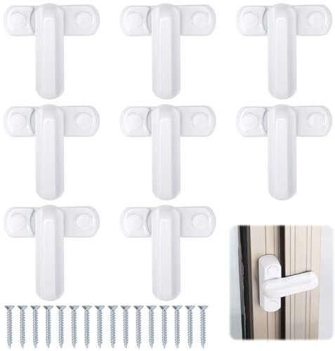 8 PCS Sash Jammers for Upvc Doors, Sash Window Security Locks with 16 Screws, Window Locks & Latches for Upvc Windows & Wooden Windows