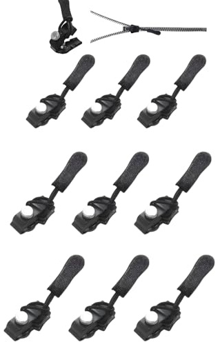 Cerniera Lampo Riparazione, Frundoo Cerniere Lampo Ricambio, 3 misure Tira Zip Rimovibile, Cursori per Cerniere Lampo Cursore Cerniera Universale per Giacche Borse Valigie Jeans Abbigliamento (9pcs)