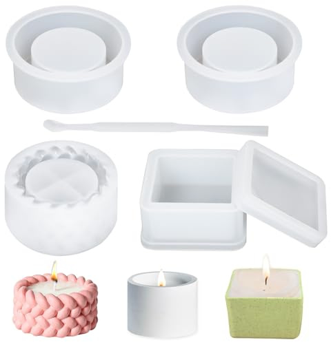 4 Stück Silikonform Kerzenhalter, Gießformen Silikon für Kerzen, DIY Silikon Formen Kerzenhalter für Beton/Gips/Epoxidharz, Wiederverwendbare Kerzen Formen