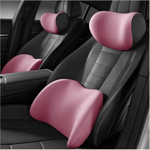 Lendenwirbelkissen und Nackenkissen Auto, Memory Foam Lordosenstütze Auto, Ergonomische Lendenkissen und Kopfstütze, RüCkenlehne um RüCkenstüTzkissen zu Lindern für Autositze, BüRostuhl, Rollstuhl