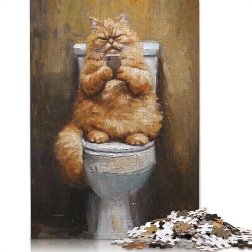 Puzzle Chat Toilettes SMS, Jeu de Bricolage, Puzzle rectangulaire en Papier pour Cadeau d'anniversaire garçon ou Fille, 1000 pièces (26 x 38 cm)