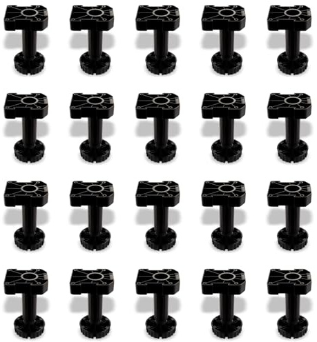 SOTOOLS Sockelfuß 20er Set 150 mm – schwarz – Kunststoff – verstellbar | Höhenverstellbar, je 500 kg Tragkraft, große Standfläche, Möbelfuß.