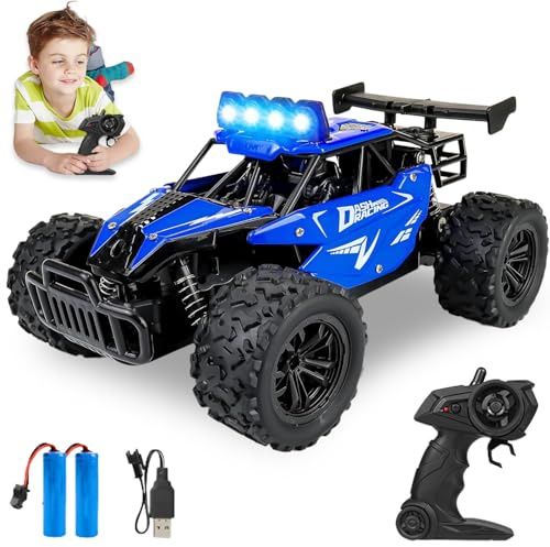 YISKY Todoterreno de Alta Velocidad, 1:16 Coche Teledirigido RC con Luz, Todoterreno para Exteriores, Coche Teledirigido RC con Luz, RC Monster Truck de Juguete, RC Coche para de 6+ años