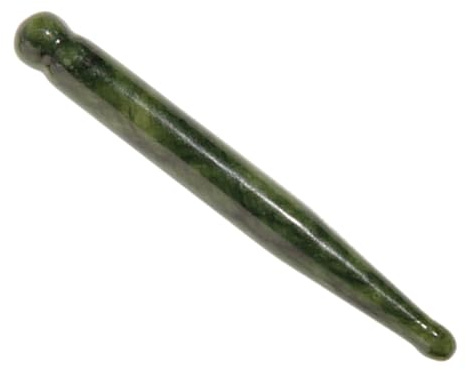 Jade Massagestift für Akupunkturpunkte, Handlich, Grün, Rund | Körper und Finger, zu Hause oder Beim Fernsehen, mit Spitz Zulaufender Seite, Traditionelle Form