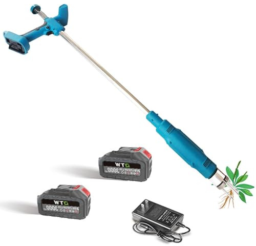 Extracteur de mauvaises herbes électrique – Long manche 3 griffes en acier Outil de jardinage alimenté par batterie pour pelouse et jardin, mécanisme de désherbage debout