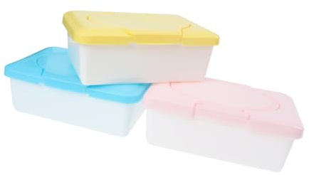 MUCKLILY Dispenser Salviette Umidificate 3 Pezzi in Plastico Riutilizzabile Coperchio Facile da Pulire per Passeggino e Cassetti Design Semplice Colore Casuale