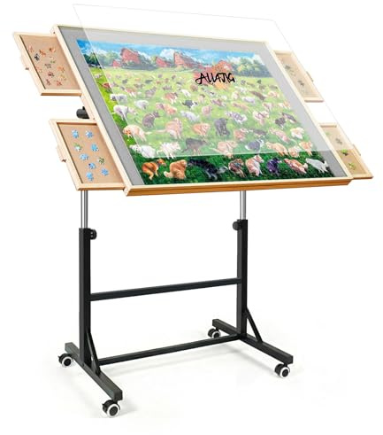 ALL4JIG 1500 Pieces Puzzle Table with Legs and Wheels,24.92×33.58 Wooden Jigsaw Puzzle Table with 4 Drawers & Cover, Upgraded Stability & Optimized Lightweight Design, Puzzles for Adults