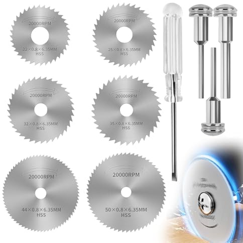 Aihoom 10 mini dischi circolari per Dremel, lame per trapano a disco, HSS, lame per tagliare legno, metallo e plastica, accessori utensili rotanti