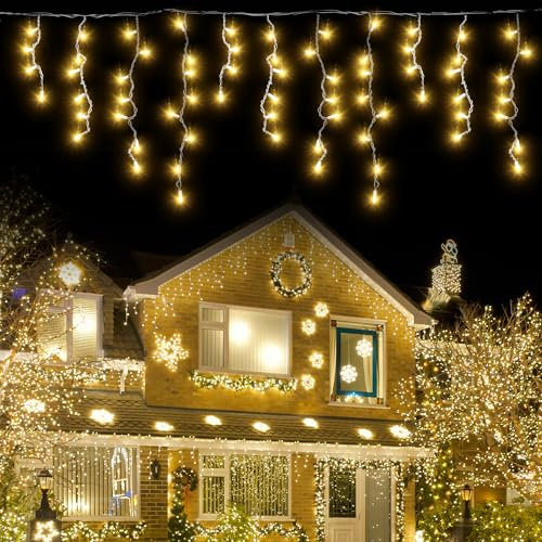 Smithroad - Guirnalda luminosa de 15m con 600 LED, cortina de luces con temporizador, 8 modos para interior y exterior, para fiestas, bodas, balcón, jardín, decoración de Navidad.