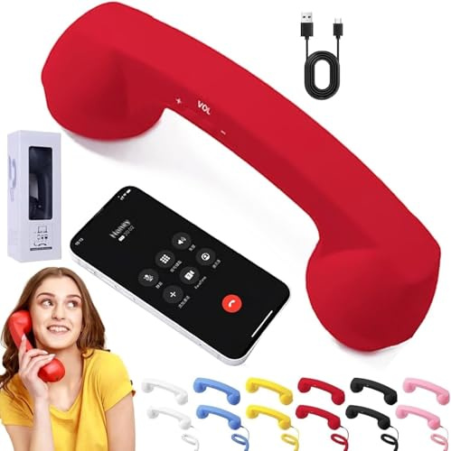 Auricular De Teléfono Retro, con Conector Tipo C Y Bluetooth, Estilo Teléfono Fijo, Adaptador De Teléfono Vintage A Fijo, Compatible con Teléfonos Móviles, con Botón De Respuesta, Micrófono Y Altavoz