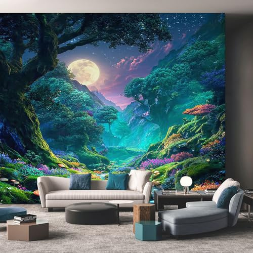 Generisch Tapete Magie Wald - Fototapete Fantasy Landschaft Muster - Wohnzimmer Schlafzimmer Deko - Wandtapete - Wanddeko - Motivtapeten - 150x105 A-2449