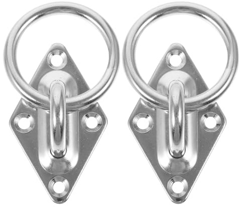 BEBEMOKO Tie Down Anchors Sturdy Mounting Plates 2pcs -Shaped Stainless Steel Silver with Versatile Secure Hold for Truck and Vehicle for Truck Trailer Bed and Lashing