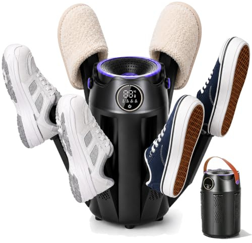 Electric Shoe Dryer, 6 Arms Boot Dryer, UV Deodorizing/Adjustable Timing 3/6/9 Hr, 48°c Constant Temperature, Glove & Boot Warmer, Olding Design & Quick Drying for Shoes, Glove, Hat, Sock, Ski Boot