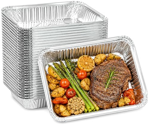 Shyllin Lot de 25 Barquettes Aluminium Barbecue, Bacs de Récupération (1000ml) | Alu Jetable 1000ml/850ml pour Gril, Barbecue Gaz/Charbon, Grillschale sans Couvercle pour Cuisson, Rôtissage et Protection