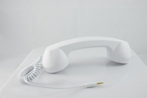 AAA PRODUCTS Original Retro Handset - Works with Mobile, tablet, MP3 Player, DVD Player and more - With Volume Control - With Volume Control - Soft Touch White