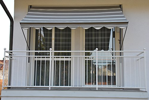 Angerer Freizeitmöbel GmbH Klemmmarkise Exklusiv - Markise für Sonnenschutz - Montage ohne Bohren und Dübeln - ideale Balkonmarkise für Mietwohnungen (Grau, 250 cm)