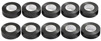 LISSEK 10er Pack Premium PVC Isolierband Schwarz | Hochwertiges Elektro Klebeband für Kabel Isolation, Reparatur & Elektroinstallation 1,6cm x 10m | Robustes Isoband Set für Heimwerker & Profis