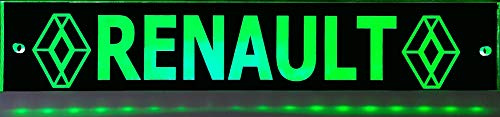 LED Schild kompatibel mit Renault 60cm x 10 cm / 30cm x 6cm USB 12V/24V LED-Beleuchtung Lasergraviert Edles Leuchtschild als Truck-Accessoire Beleuchtetes Raute-Schild
