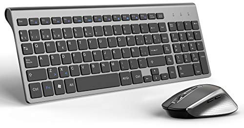 JOYACCESS Teclado Numérico y Ratón Inalámbrico de PC Portátil Español Teclado QWERTY,Compacto, Ergonómico, Negro y Gris