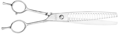 EHASO Hundeschere Modellierschere Revolution Zahnung einseitig Profi Fellschere für Hunde | 22 cm gerade | 20 Zahnig, fein | Hochwertige Hundescheren direkt aus Solingen | Langlebig und hochwertig