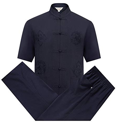 keepmore Hommes Costume Tang Traditionnel Chinois Vêtements Arts Martiaux Kung Fu Costume Hanfu Manche Longue/Manche Courte Chemise Manteau Tops et Pantalon