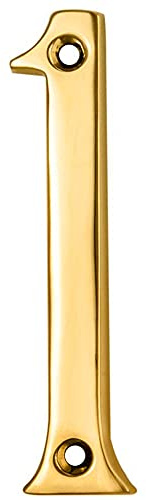 Polished Brass Door Number 1-75mm Height - 4mm Depth - House Numeral Plaque | Front Door House Numbers - Decorative External Door Letters - Numeral & Letter Plaques