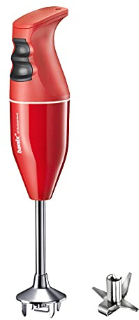 bamix Stabmixer Set EO140 CLASSIC inkl. Multifunktionsmesser aus Edelstahl, 140 Watt, 2-Stufen, Made in Switzerland, Rot/Weiß