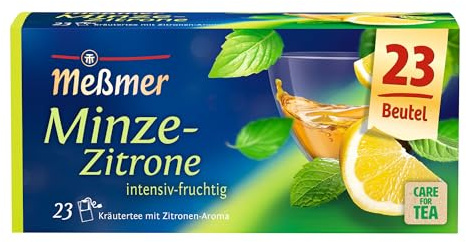 Meßmer Minze-Zitrone | 23 Teebeutel | Intensiv-frisch | Vegan | Glutenfrei | Laktosefrei