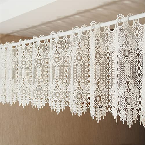 ACMHNC Kurzstore Häkelgardine Scheibengardine Landhausstil Vintage Bistrogardine mit Romantischem Blumen Motiven Romantic Retro Küchengardine 1 Stück (White,100cm x 60cm /39*24)
