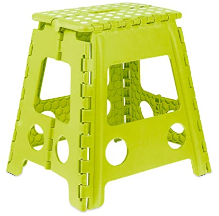 Relaxdays Klapphocker faltbar, Camping Hocker, Kinder Badhocker, bis 150 kg, Kunststoff, HxBxT: 39 x 39 x 32 cm, grün, Hellgrün