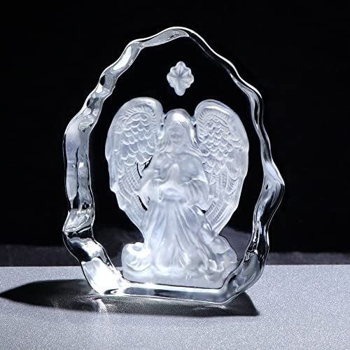 Crystal Praying Angel Statue Glass Guardian Angel Collectible Figurines Memorial Gifts for Loved One Home Art Decor Crafts Ornaments