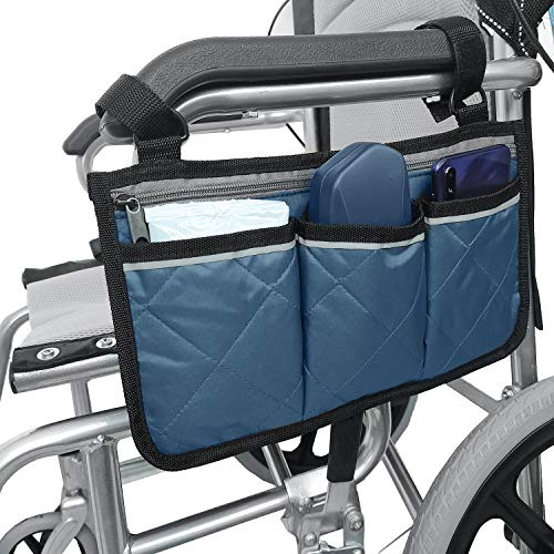 Sac de Fauteuil Roulant, Sacoch Fauteuil Roulant, Sac Lateral pour Fauteuil Roulant Pour Accoudoirs Avec Bande RéFléChissante Pour Marcheurs, Scooter de Mobilité,Accessoires pour Déambulateur