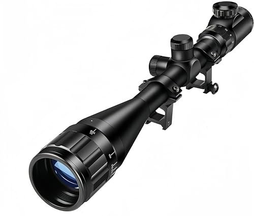 KinZon Lunette de Visée 6-24x50AOEG avec Réticule Lumineux Optique Mil-Dot et réglage de la parallaxe,Augmente la portée de la précision du Fusil de Chasse Tactique, ou pour équipement d’Airsoft.