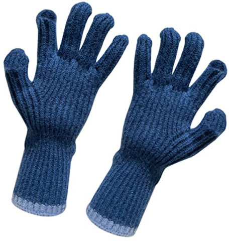 Cozylkx Winter Warme Strickhandschuhe Damen Vollfinger Thermohandschuhe, Durchbrochener Daumen Und Zeigefinger Für Touchscreen,Blau