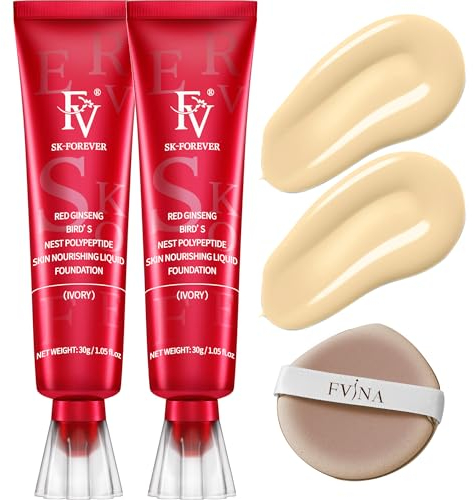 FV Makeup Foundation Wasserfest und langanhaltend, Mit Einer Matten und Matürlich Wirkenden Abdeckung, Ölkontrolle abdeckende Foundation für Fettige Haut,2 Sticks(05 Ivory)