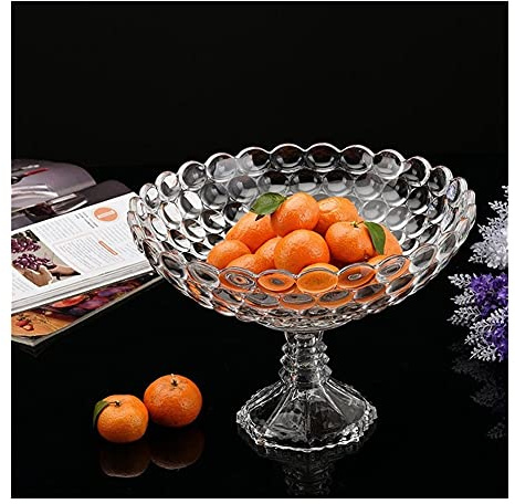 YUHINN Portafrutta da Tavolo Creativo Trasparente Frutta Cestino Cristallo Vetro Frutta Ciotola Frutta Vaso Soggiorno Cestino da Cucina Decorativo Cesto per Verdure (Dimensione : 24cm)