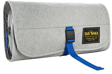 Tatonka Foldable Travelcare Kulturbeutel - Flache Waschtasche zum Aufhängen mit Fächern, Extra-Tasche und Spiegel - 18 x 30 x 4 cm (Grey)
