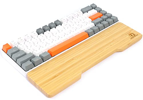 MAMBASNAKE Handballenauflage aus Bambus für 61-Tasten-60%-Tastatur,A-Klasse Bambus,Ergonomische Handballenauflage,Solides Holzgefühl,Rutschfeste Gummifüße,Schmerzlinderung,Einfaches Tippen/Spiel/PC