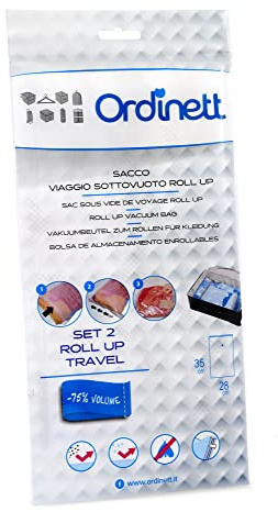 Ordinett Juego de 2 bolsas al vacío Roll Up Travel, plástico