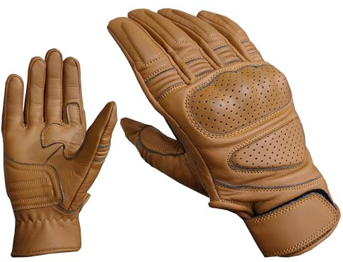 PROANTI Motorradhandschuhe Tour Leder braune Motorrad Chopper Leder Handschuhe