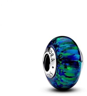 Pandora Moments Charm en argent sterling avec opale verte bleue créée en laboratoire