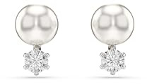 Swarovski Clous d'oreilles Matrix, Perle de cristal, Taille ronde, Blanches, Métal rhodié