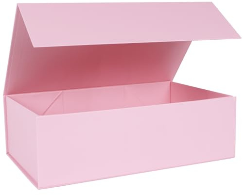 LFBOX Rosa Geschenkbox mit magnetischen Deckeln, 35,1 x 21,1 x 11,2 cm, große Geschenkbox für Brautjungfern, Antrag, Hochzeit, Muttertag, 1 Packung