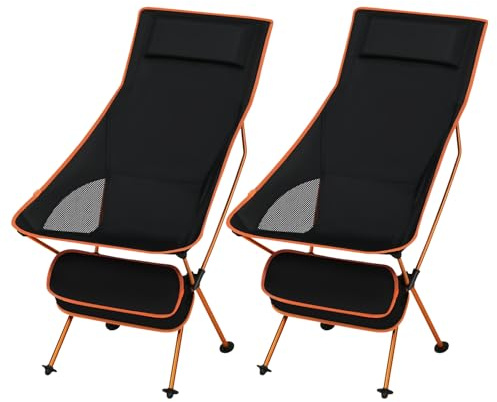 eSituro Campingstuhl faltbar, Klappstuhl leicht, Angelstuhl mit Tragetasche, Faltstuhl mit hoher Rückenlehne, Outdoor Strand Camping Stuhl, für Angeln Picknick Wandern