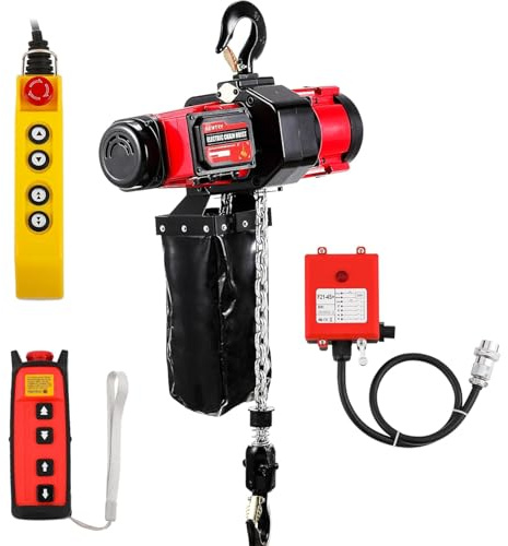 NEWTRY 2500W Elektrokettenzug 1000KG, 2-Gang 4m/min & 6.8m/mi | bürstenloser Motor, kabellose & kabelgebundene Steuerung Brückenkranlift, G80 3M Hubhöhe