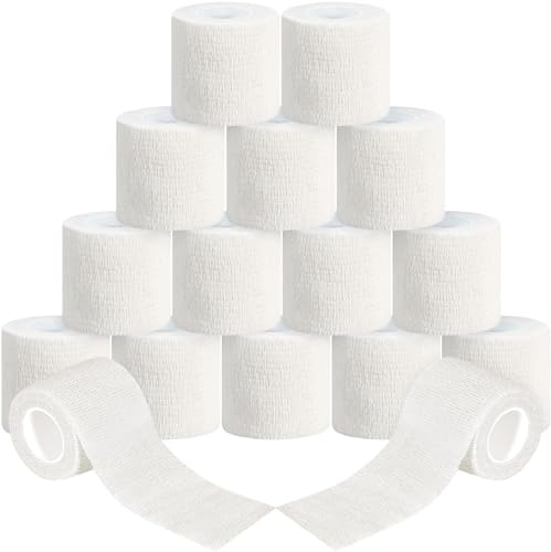 RDDAIPE 16 Rouleaux Bandage Autoadhésif, 5cmx4.5m Bande Auto Adhesive, Bande Cohesive, Auto-adhésif Elastiques Bandage pour Poignet, Chevilles, Sports, Animaux de Compagnie, Chiens, Chats, Chevaux