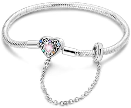 TINSLO Pulsera para mujer de plata de ley 925, pulseras con cierre de corazón, pulsera de serpiente, pulsera de eslabones para San Valentín, día de la madre, cumpleaños, Navidad, regalo para mujeres