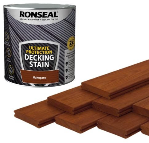 AOC24 - Decking Stain Paint Mahogany 2.5L - Slip Resistant Ultimate Protection - Use On Exterior Hardwood Softwood Paint - Protects from Scuffs, Scratches and Foot Traffic